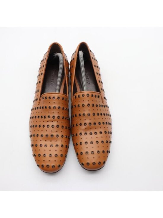 GIACOMORELLI Men\'s Size 11.5 Studded Brown Leather Venetian Loafers Slip On Shoe